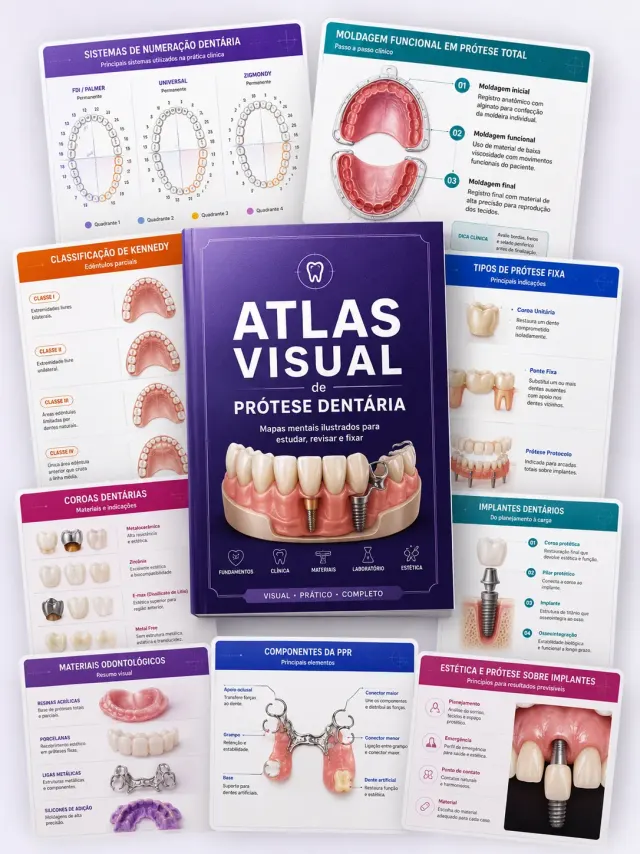 Atlas Visual de Prótese Dentária — mockup do plano premium